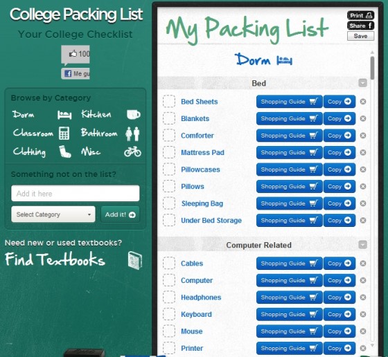 College Packing List